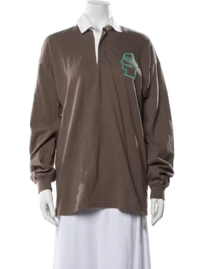 Pre-owned Brain Dead Long Sleeve Polo In Brown