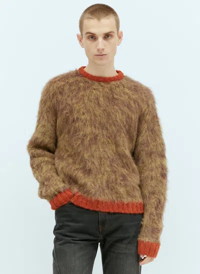 Brain Dead Marled Alpaca Crewneck Sweater In Brown