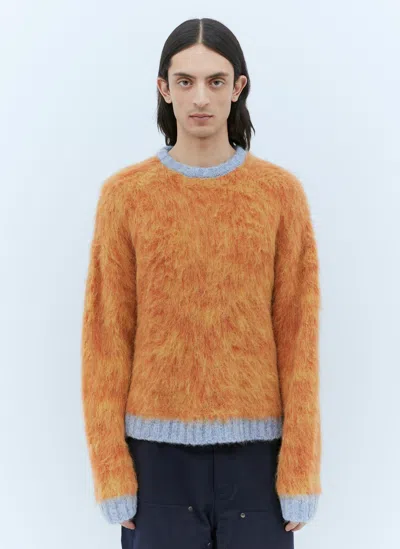 Brain Dead Marled Alpaca Crewneck Sweater In Orange