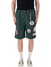 Brain Dead Deep Green Climber Shorts With Adjustable Belt And Embroidered Patches