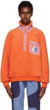 Brain Dead Orange Paneled Zip Sweater In Orange