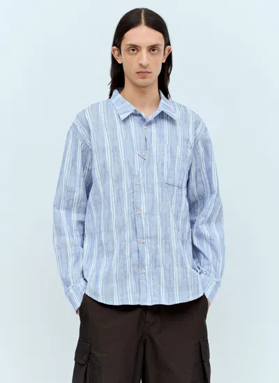 Brain Dead Organic Placket Shirt In Blue