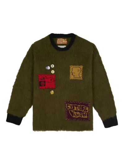 BRAIN DEAD BRAIN DEAD PATCHWORK PINS-APPLIQUÉS SWEATER