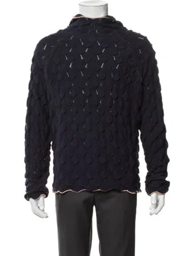 Pre-owned Brain Dead Patterned Mock Neck Pullover In Blue
