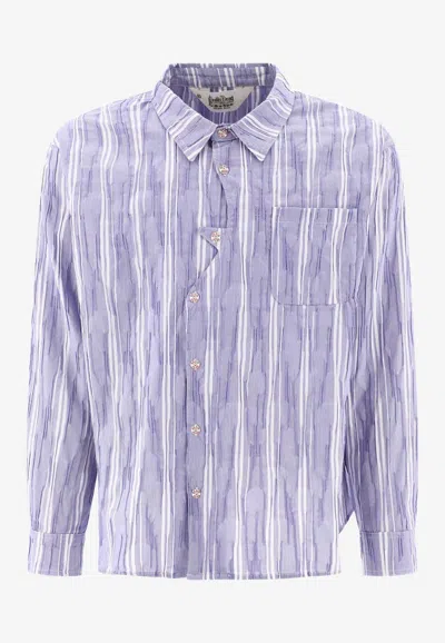Brain Dead Placket Striped Long-sleeved Shirt