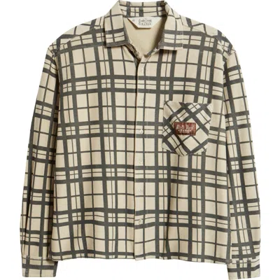 Brain Dead Plaid Cotton French Terry Button-up Shirt In Multi