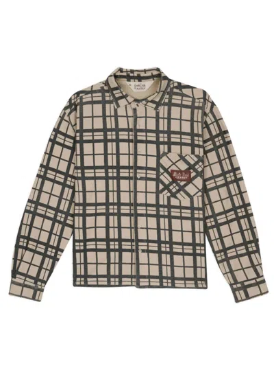 Brain Dead Plaid French Terry Button Up Shirt In Multi