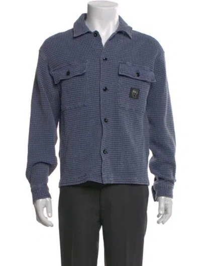 Pre-owned Brain Dead Plaid Print Long Sleeve Shirt In Blue