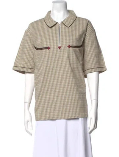 Pre-owned Brain Dead Plaid Print Short Sleeve Polo W/ Tags In Neutrals