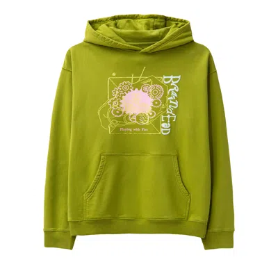 Pre-owned Brain Dead Playing With Fire Hoodie 'olive' In Green