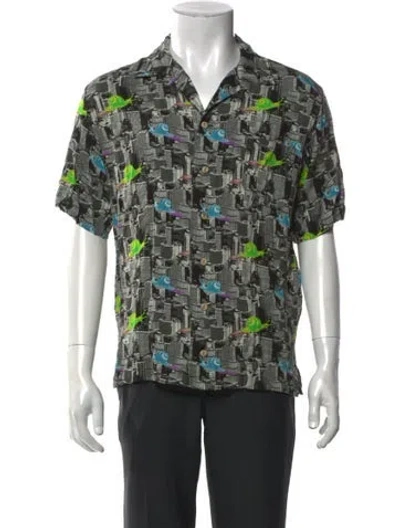Pre-owned Brain Dead Printed Short Sleeve Shirt In Black