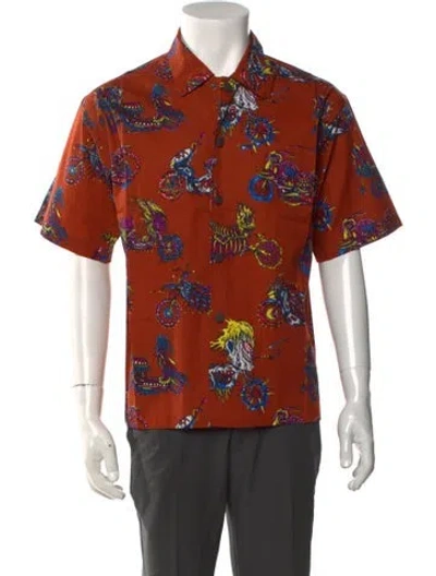 Pre-owned Brain Dead Printed Short Sleeve Shirt W/ Tags In Orange