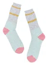 Brain Dead Slub Two Stripes Crew Socks In Blue