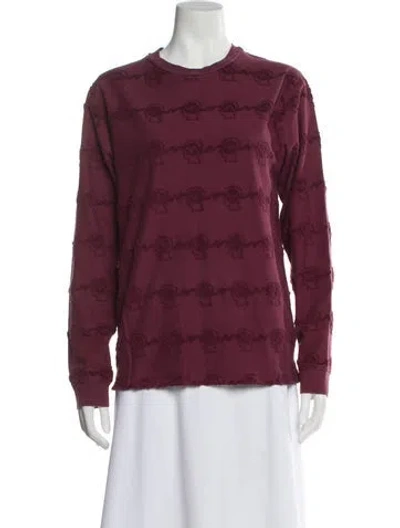 Pre-owned Brain Dead Striped Crew Neck Sweater In Burgundy