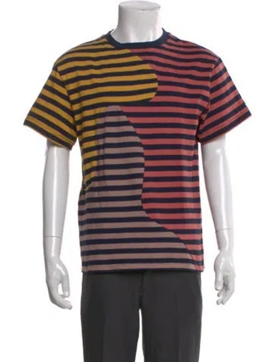 Pre-owned Brain Dead Striped Crew Neck T-shirt In Blue