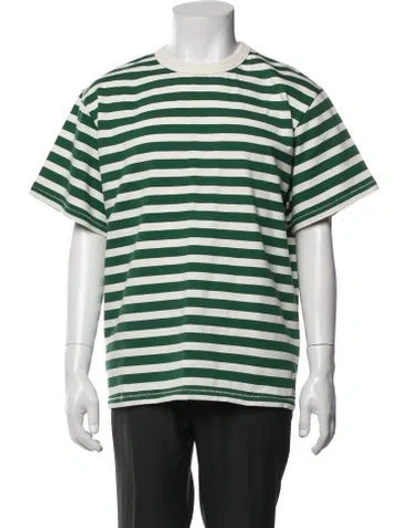 Pre-owned Brain Dead Striped Crew Neck T-shirt In Green