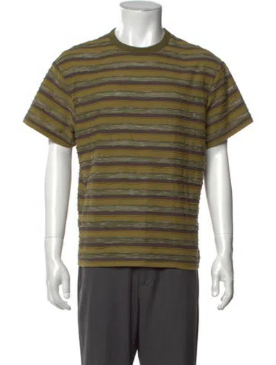 Pre-owned Brain Dead Striped Crew Neck T-shirt In Green