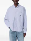 Brain Dead X Brooks Brothers Striped Long-sleeved Shirt In Blue