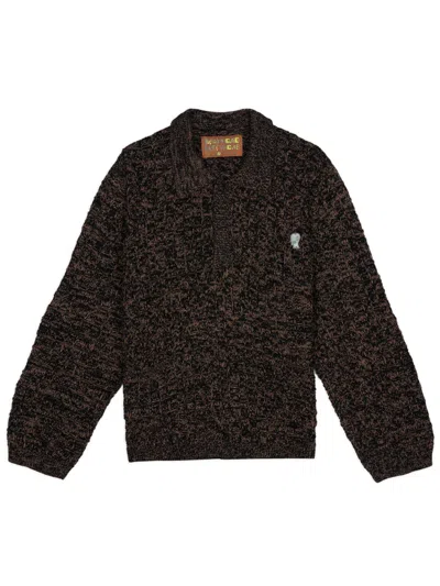 Brain Dead Textured Button Front Cardigan In Brown