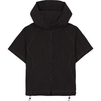 Brain Dead Textured Short Sleeve Hoodie In Black