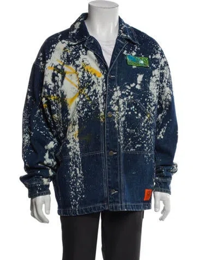 Pre-owned Brain Dead Tie-dye Print Denim Jacket In Blue