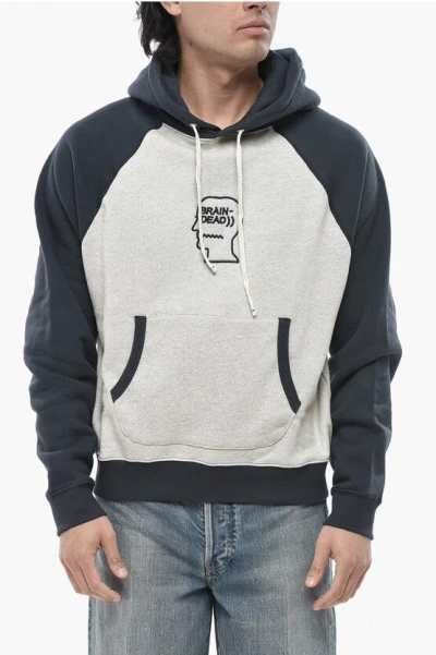 Brain Dead Two-tone Cotton Fleece Hoodie With Embossed Logo In Multi