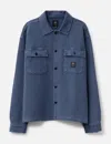 Brain Dead Waffle Button Front Shirt In Blue