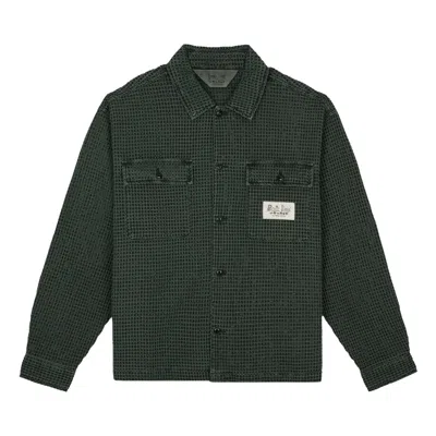 Pre-owned Brain Dead Waffle Button Up 'dark Green' | Men's Size Xl