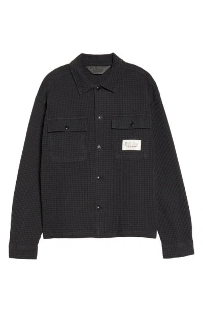 Brain Dead Waffle Knit Button-up Shirt In Black