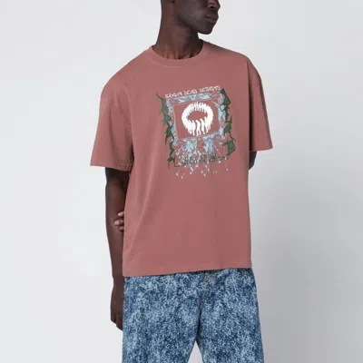 BRAIN DEAD BRAIN DEAD WALNUT VINTAGEEFFECT TSHIRT WITH PRINTED LOGO