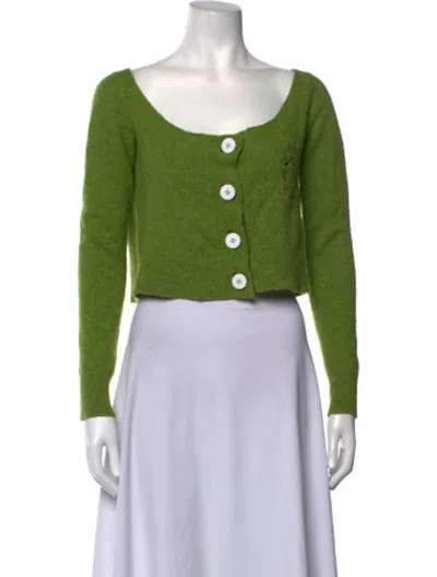 Pre-owned Brain Dead Wool Graphic Print Sweater In Green