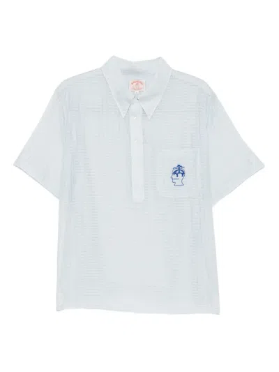 Brain Dead X Brooks Brothers California Embroidered Textured Polo Shirt In White