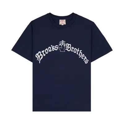 Pre-owned Brain Dead X Brooks Brothers California Logo Tee 'navy' | Blue | Men's Size S