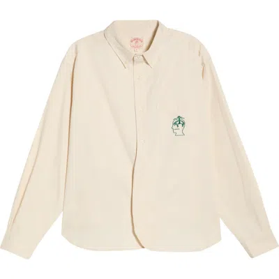 Brain Dead X Brooks Brothers California Oxford Half Placket Button-down Shirt In Neutral