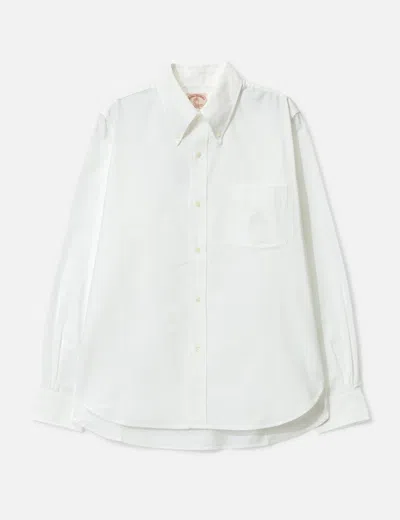 Brain Dead X Brooks Brothers California Selvedge Oxford Button Up Shirt In White