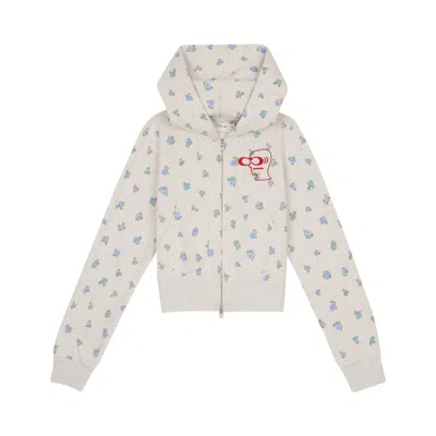 Pre-owned Brain Dead X Coach Shrunken Floral Print Hoodie 'heather Grey' | Women's Size S
