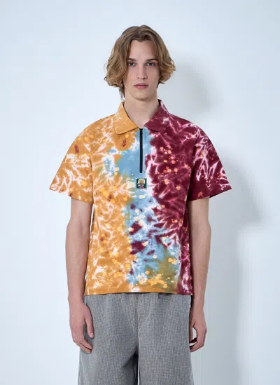 Brain Dead Zip-collar Tie-dye Polo Shirt In Multi