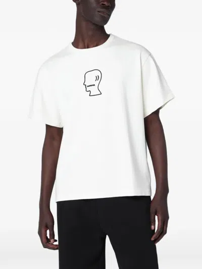 Braindead Embroidered Crew-neck T-shirt In White