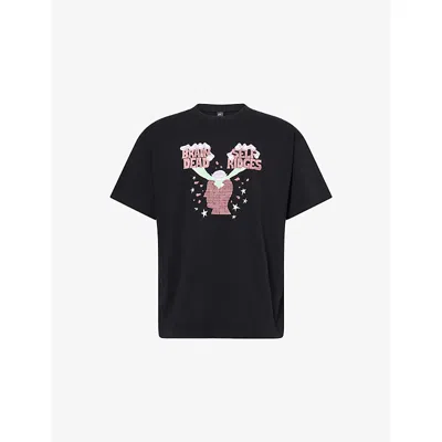 Braindead Mens Black Self Ridges Exclusive Cotton-jersey T-shirt