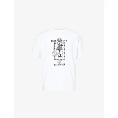 Braindead Mens  Self Ridges Exclusive Cotton-jersey T-shirt In White
