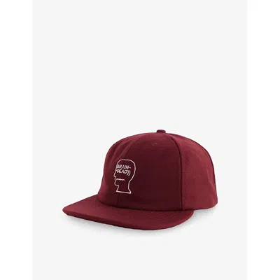 Braindead Mens  Logo-embroidered Wool-blend Cap In Burgundy