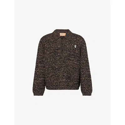 Braindead Mens Charcoal Logo-embroidered Waffle-knit Pima-cotton Jumper Xl In Gray