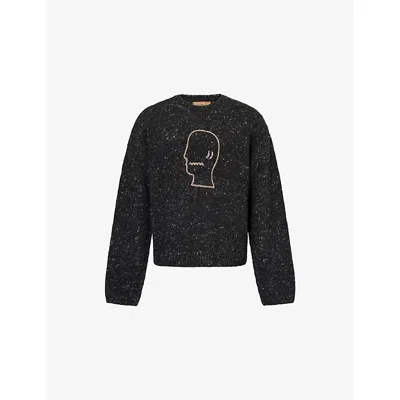 Braindead Mens Charcoal Oversized Crew-neck Alpaca-blend Jumper In Gray