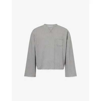 Braindead Mens Heather Grey Boxy-fit French-terry Cotton Sweatshirt Xl In Gray