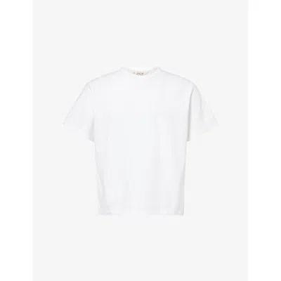 Braindead Mens White Easy Logo-embroidered Cotton T-shirt Xs