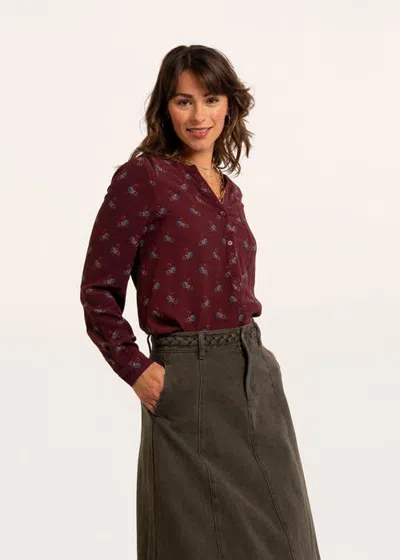 Brakeburn Arabelle V-neck Button Down Blouse In Plum