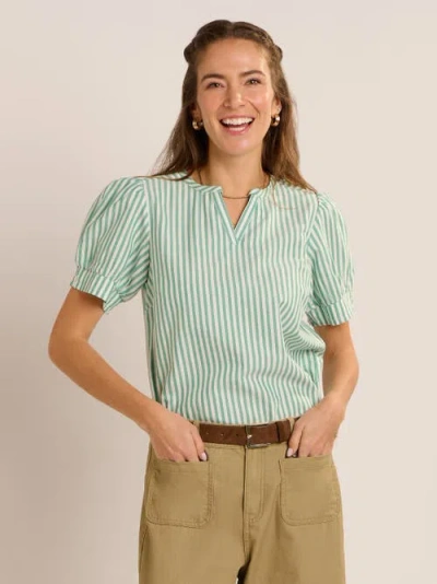 Brakeburn Bruni Sculpted Puff-sleeve Blouse In Green