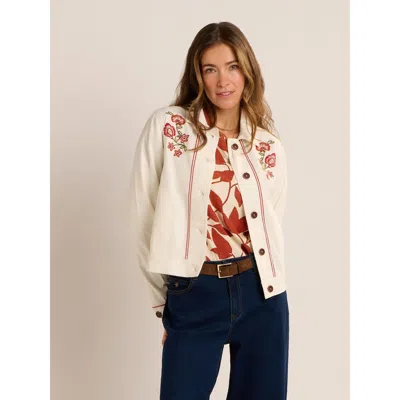Brakeburn Celestina Floral Embroidery Jacket In White