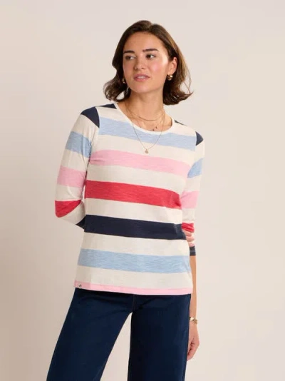 Brakeburn Coast Striped 3/4 Sleeve T-shirt In Multi