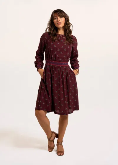 Brakeburn Copper Smocked Detail Dress In Plum
